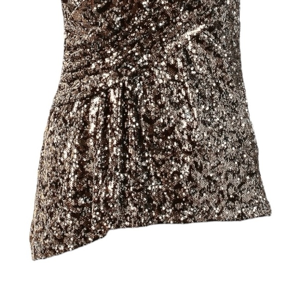 Elie Tahari Gold Sequin Draped V-Neck Blouse Top 8 NWT $245 Party Holiday Glam - Picture 6 of 10
